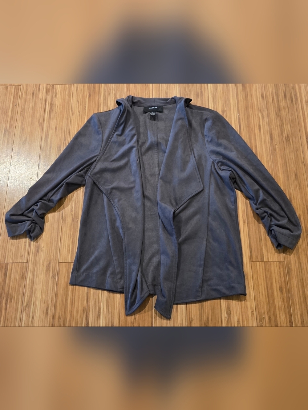 Alfani Draped Open-Front Faux Leather Cardigan Jacket